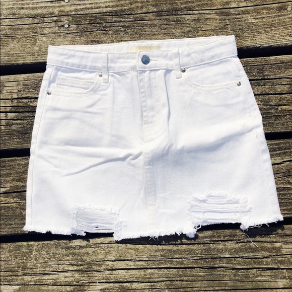 white jean skirt ripped